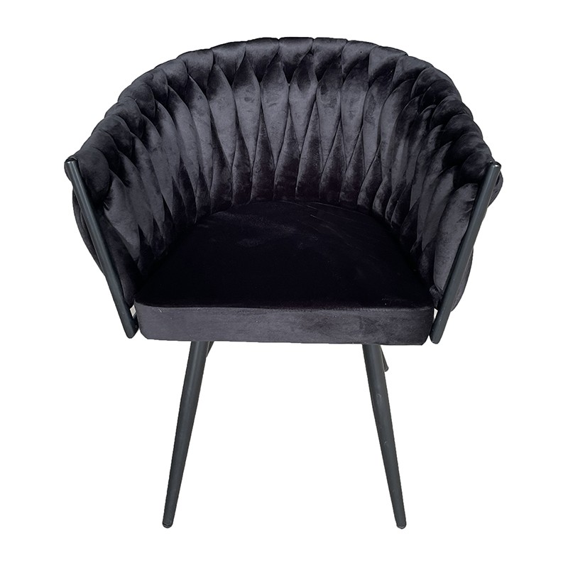 Schwarz- und Rattan -Essstühle